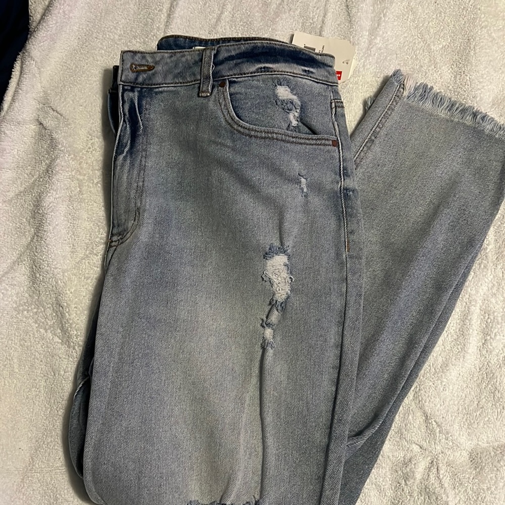 Cropped straight leg jeans